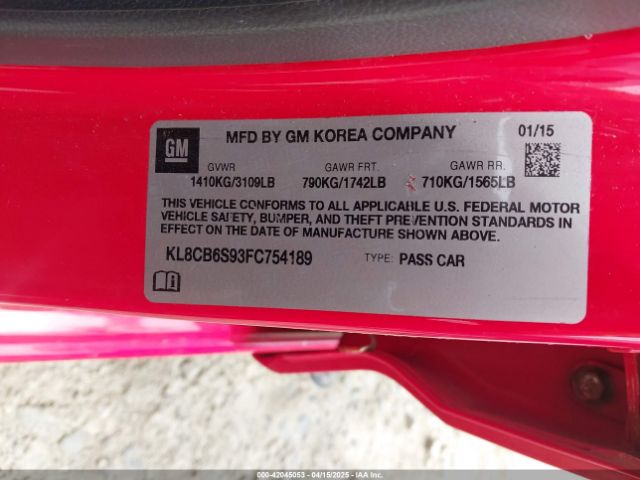 KL8CB6S93FC754189 Chevrolet Spark Ls Cvt