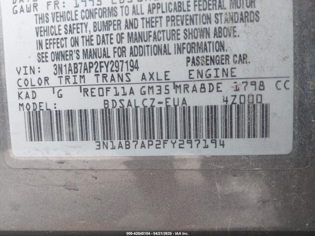 3N1AB7AP2FY297194 Nissan SENTRA S