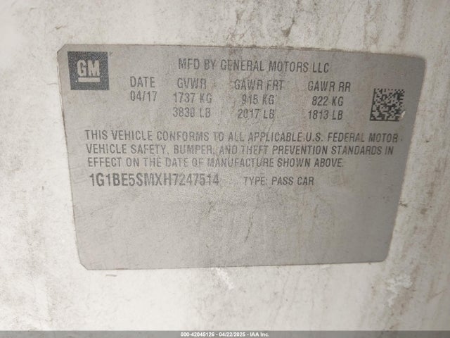 1G1BE5SMXH7247514 Chevrolet Cruze Lt Auto