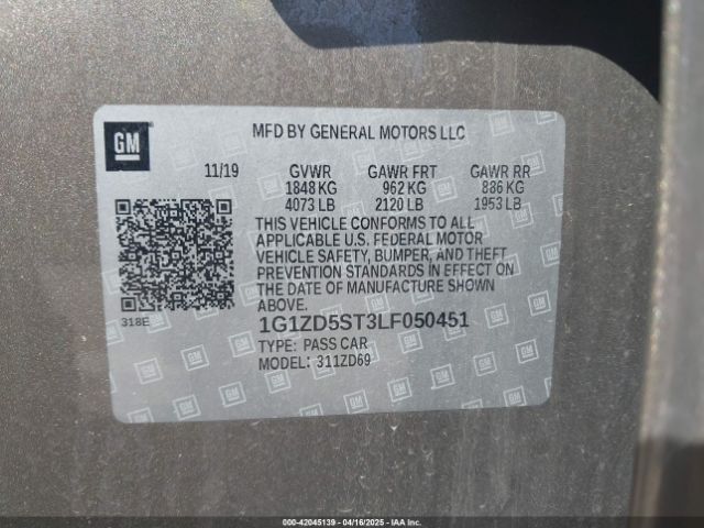 1G1ZD5ST3LF050451 Chevrolet Malibu Fwd Lt