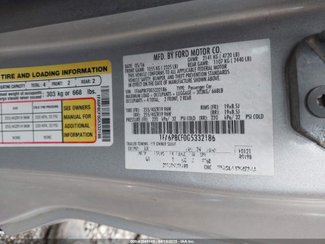 1FA6P8CF0G5332186 Ford MUSTANG GT