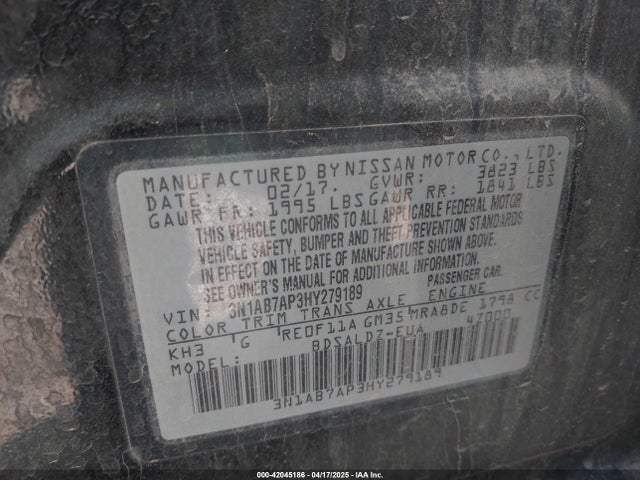 3N1AB7AP3HY279189 Nissan SENTRA SV