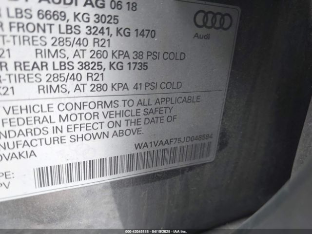 WA1VAAF75JD048594 Audi Q7 3.0t Premium