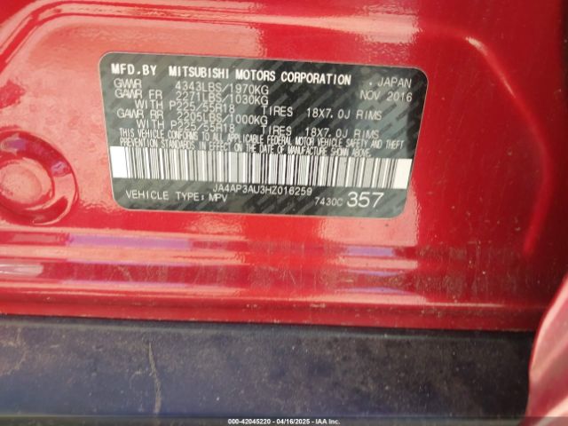 JA4AP3AU3HZ016259 Mitsubishi Outlander Sport 2.0 Es/2.0 Le