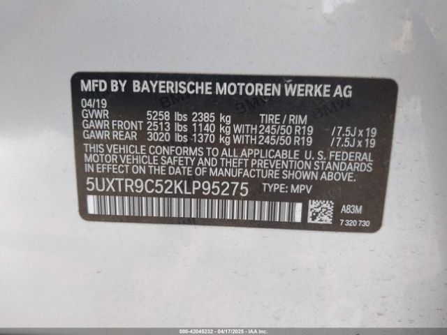 5UXTR9C52KLP95275 BMW X3 Xdrive30i