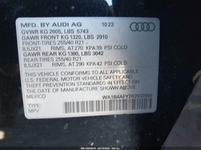 WA1B4AFY7R2037896 Audi Sq5 Premium Plus Tfsi Quattro Tiptronic
