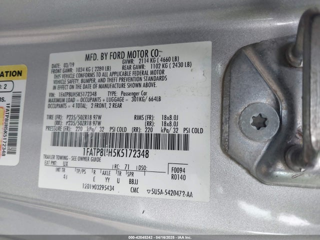 1FATP8UH5K5172348 Ford Mustang Ecoboost Premium