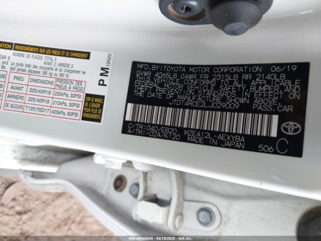 JTDT4RCE2LJ029009 Toyota Corolla Xse