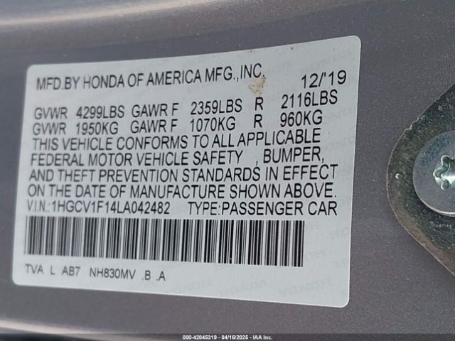 1HGCV1F14LA042482 Honda ACCORD LX