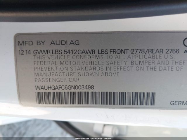WAUHGAFC6GN003498 Audi A6 3.0t Premium Plus