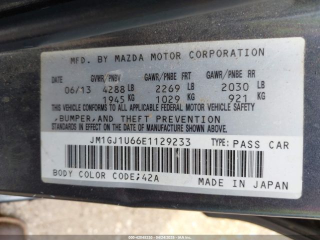 JM1GJ1U66E1129233 Mazda Mazda6 I Sport