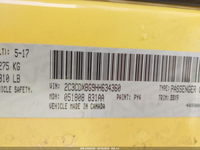 2C3CDXBG9HH634360 Dodge Charger Se Rwd