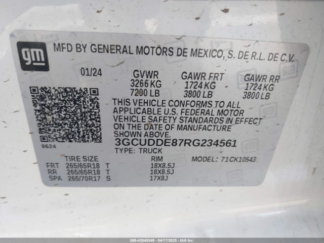 3GCUDDE87RG234561 Chevrolet Silverado 1500 4wd  Short Bed Lt