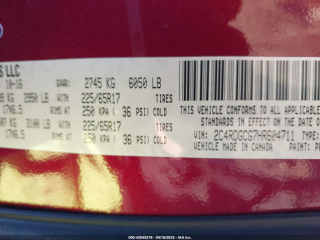 2C4RDGCG7HR604711 Dodge Grand Caravan Sxt