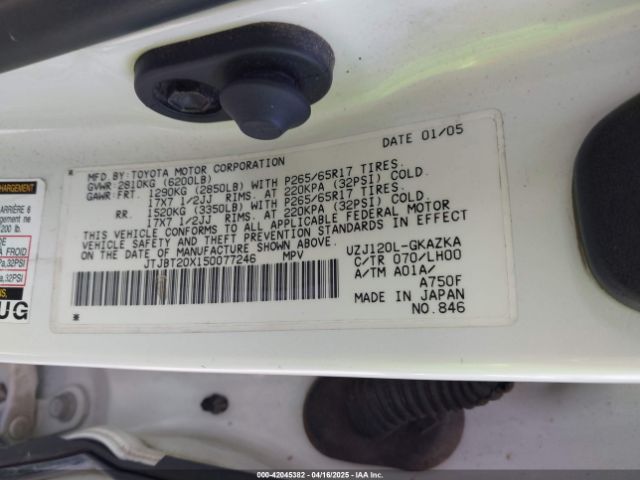 2005 LEXUS GX 470 JTJBT20X150077246 Photo 8