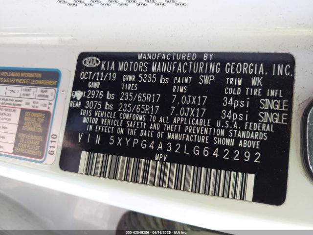 2020 KIA SORENTO 5XYPG4A32LG642292 Photo 8