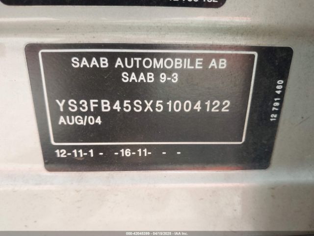 2005 SAAB 9-3 YS3FB45SX51004122 Photo 8