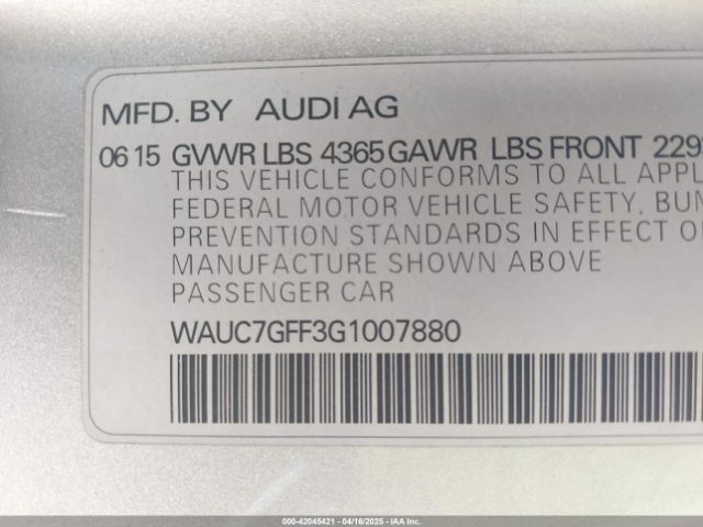 2016 AUDI A3 WAUC7GFF3G1007880 Photo 8