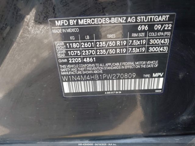 W1N4M4HB1PW270809 Mercedes-Benz Glb 250 4matic