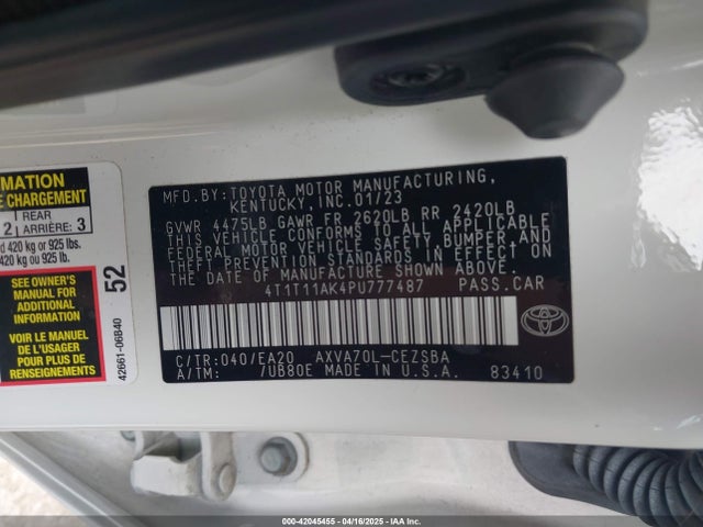 4T1T11AK4PU777487 Toyota CAMRY SE