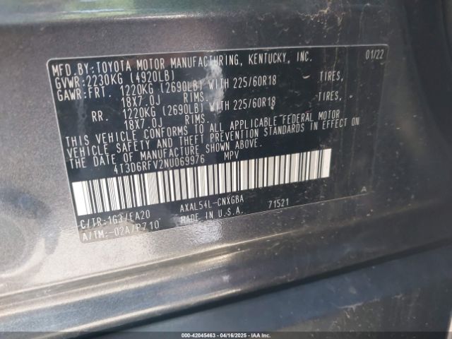 2022 TOYOTA RAV4 HYBRID 4T3D6RFV2NU069976 Photo 8