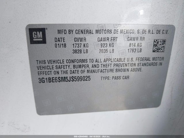 Chevrolet Cruze Lt Auto 2018 3G1BE6SM5JS599025 Image 9