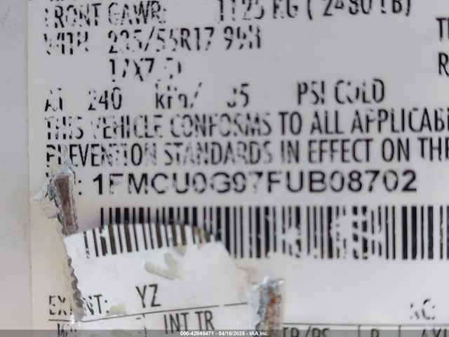1FMCU0G97FUB08702 Ford ESCAPE SE