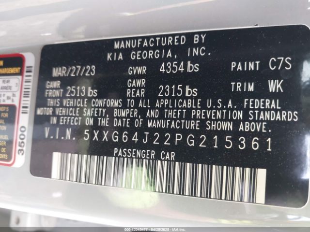 5XXG64J22PG215361 KIA K5 Gt-line
