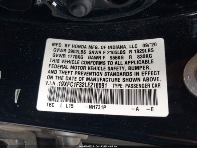 19XFC1F32LE218591 Honda CIVIC EX