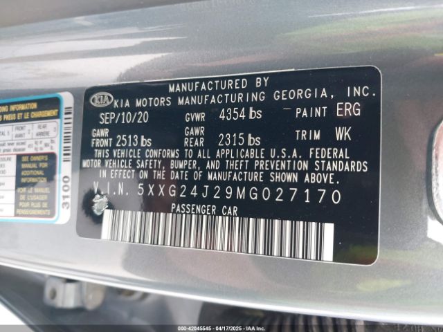 5XXG24J29MG027170 KIA K5 LX