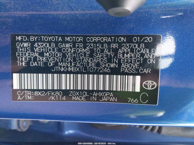 JTNKHMBX1L1077246 Toyota C-HR XLE
