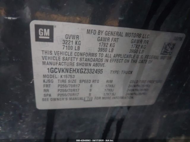 1GCVKNEHXGZ332495 Chevrolet Silverado 1500 Wt