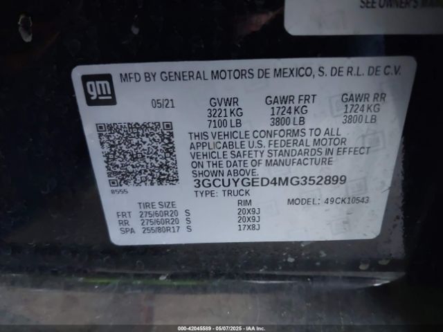 3GCUYGED4MG352899 Chevrolet Silverado 1500 4wd  Short Bed Ltz