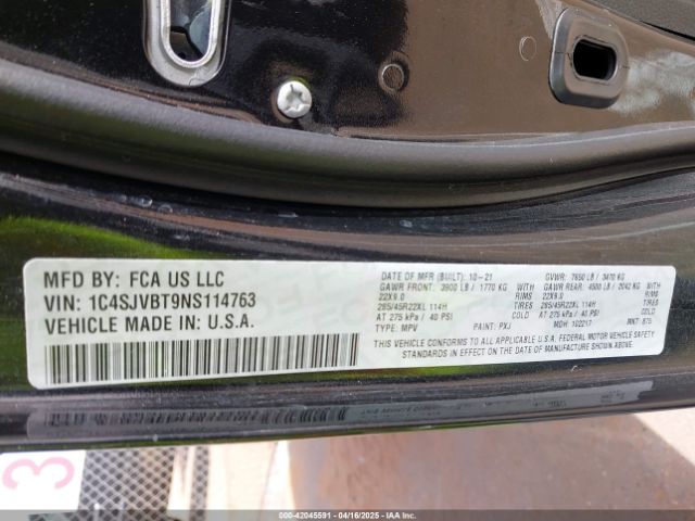 2022 JEEP WAGONEER 1C4SJVBT9NS114763 Photo 8