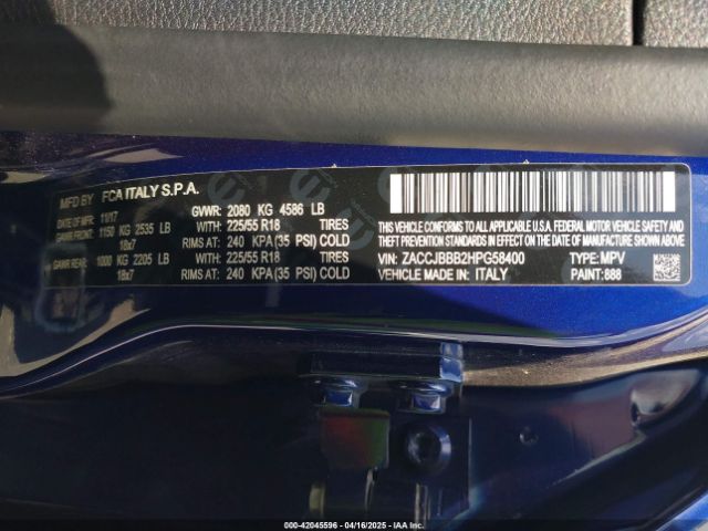 ZACCJBBB2HPG58400 Jeep Renegade Latitude 4x4