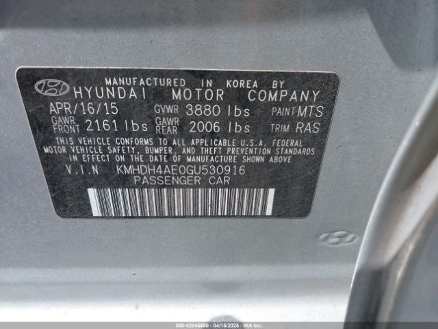 KMHDH4AE0GU530916 Hyundai dohc mpi nu
