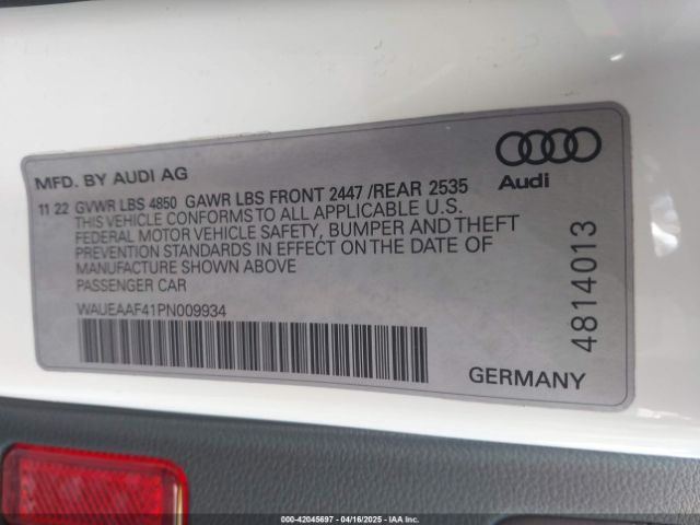 WAUEAAF41PN009934 Audi A4 Premium Plus 45 Tfsi S Line Quattro S Tronic