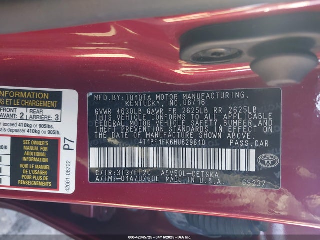 4T1BF1FK6HU629610 Toyota CAMRY SE