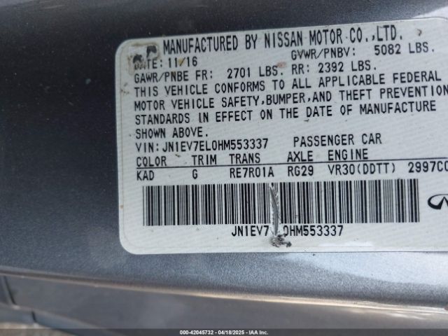 JN1EV7EL0HM553337 Infiniti Q60 3.0t Premium