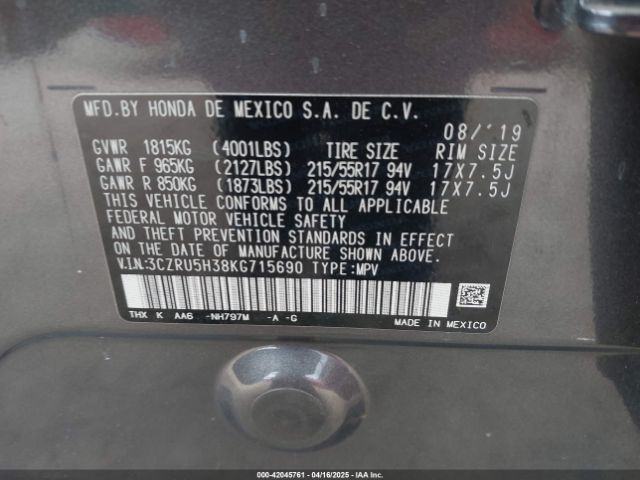 2019 HONDA HR-V 3CZRU5H38KG715690 Photo 8