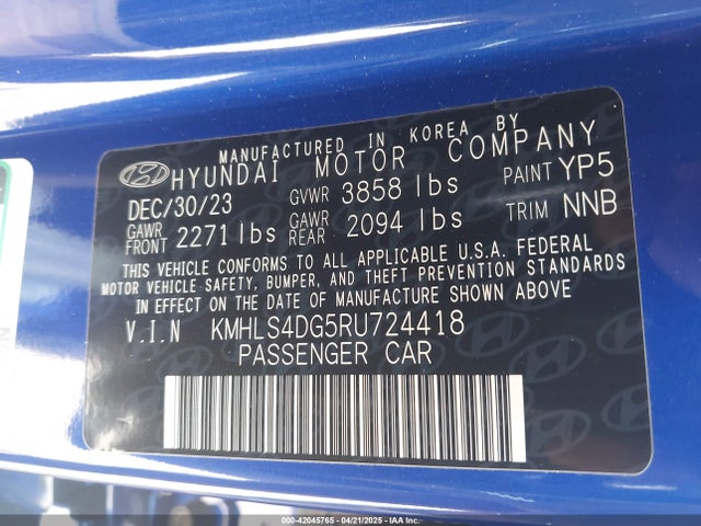 KMHLS4DG5RU724418 Hyundai mpi nu pe