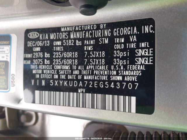 5XYKUDA72EG543707 KIA Sorento Ex V6