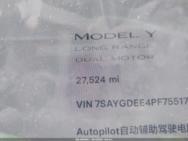 7SAYGDEE4PF755175 Tesla Model Y