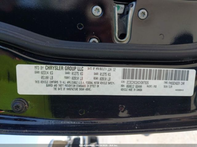 2012 CHRYSLER 300 2C3CCACGXCH307926 Photo 8