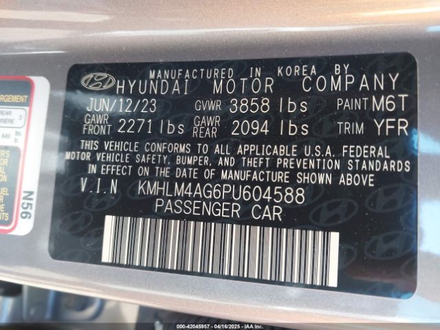 KMHLM4AG6PU604588 Hyundai ELANTRA SEL