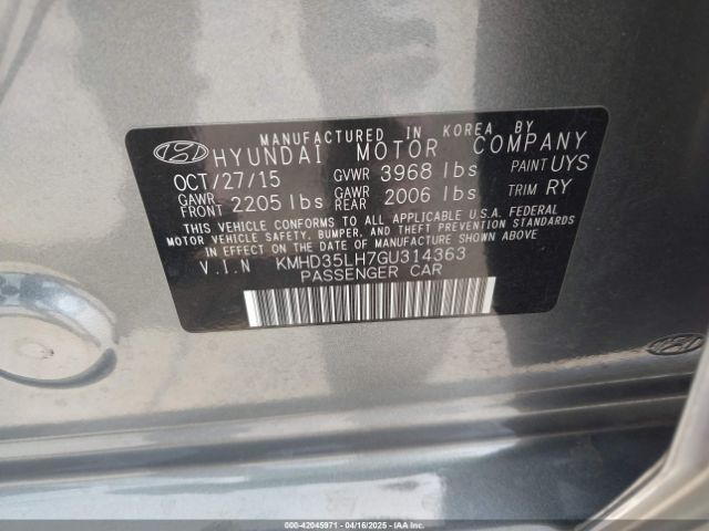 KMHD35LH7GU314363 Hyundai ELANTRA GT