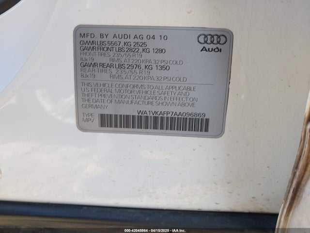 2010 AUDI Q5 WA1VKAFP7AA096869 Photo 8