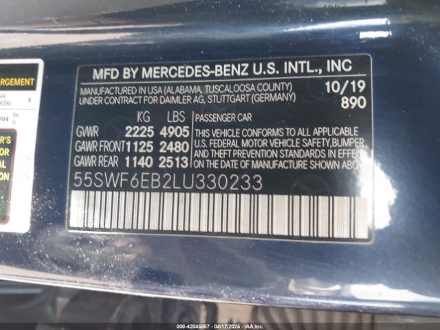 55SWF6EB2LU330233 Mercedes-Benz Amg C 43 4matic