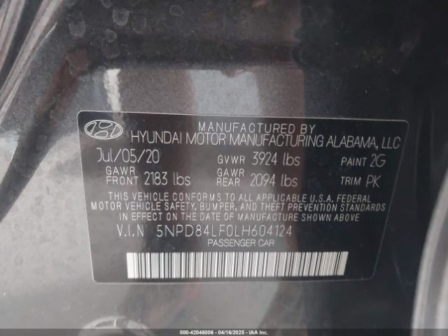 5NPD84LF0LH604124 Hyundai Elantra Value Edition