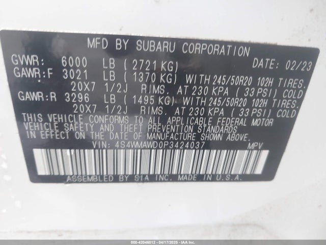 4S4WMAWD0P3424037 Subaru 2023